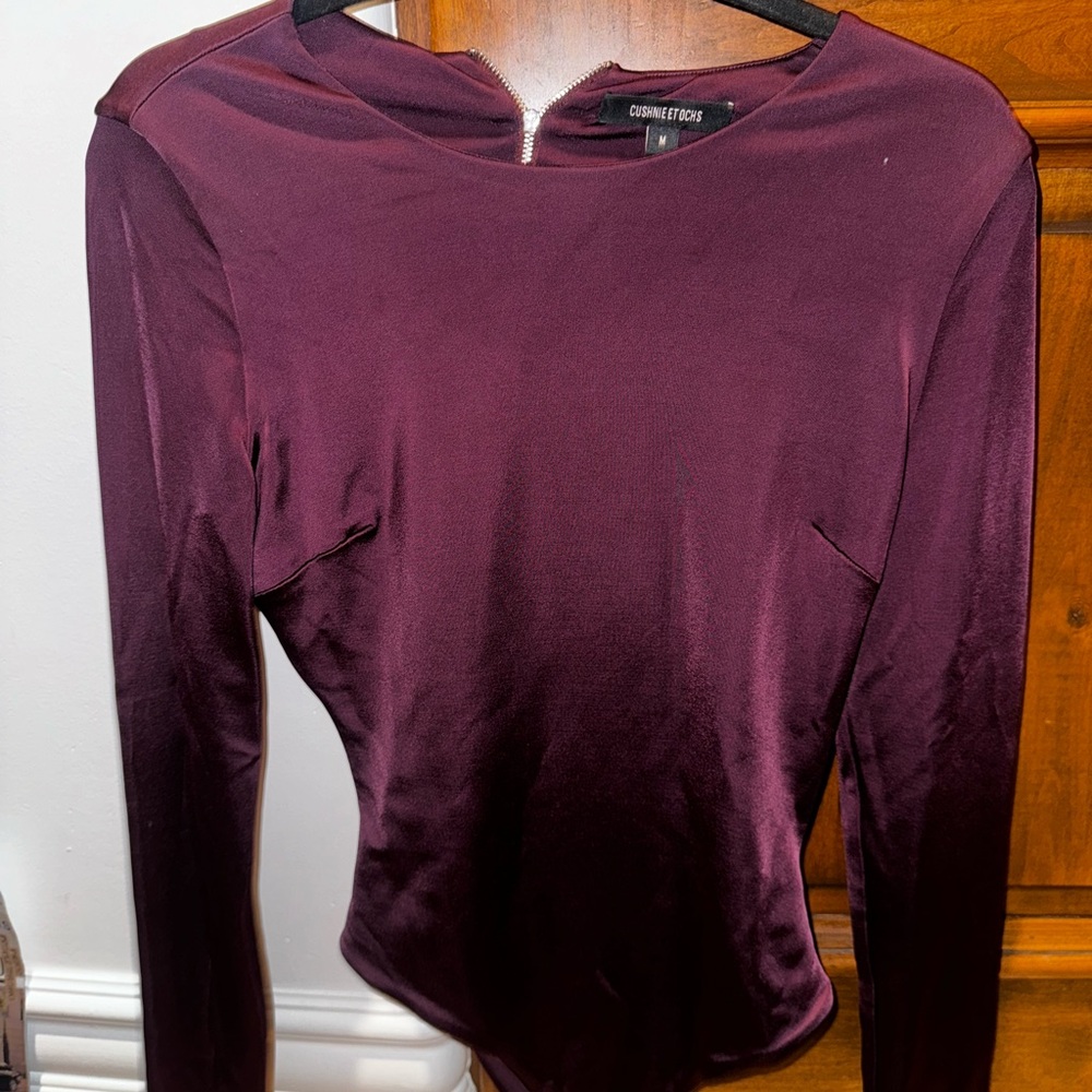 Cushnie et Ochs Burgundy Long Sleeve body suit